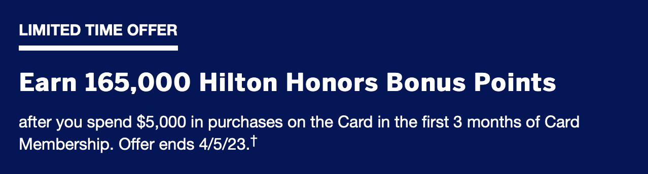Up to 165,000 points on offer with co-branded Hilton credit card offers