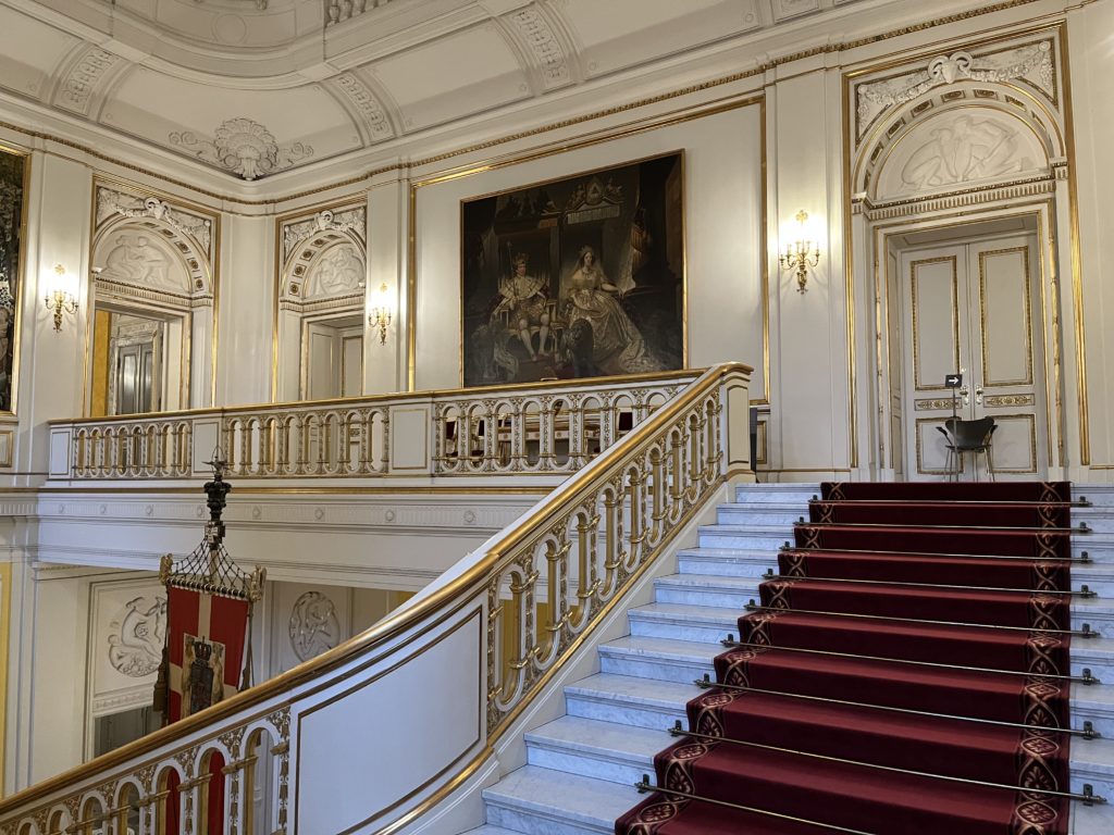 a staircase in a building