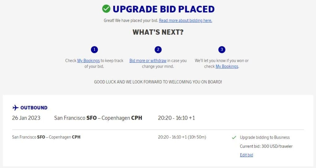 SAS upgrade bidding