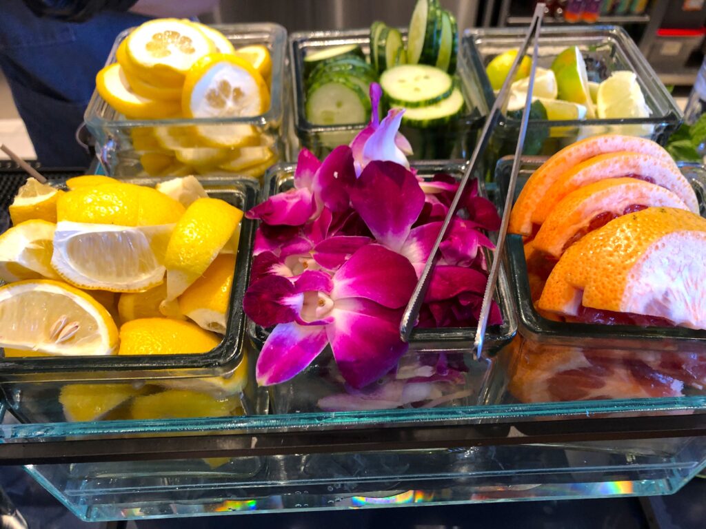 a tray of fruit and vegetables