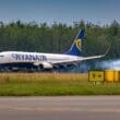 a plane on the runway