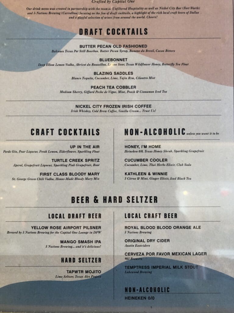 a menu of a drink