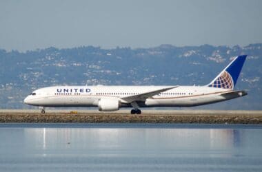 a plane on the runway