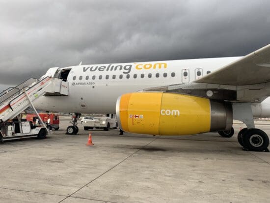 a plane with a ladder on the side