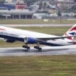 a plane taking off from a runway