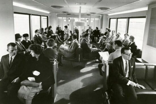 a group of people sitting in a room