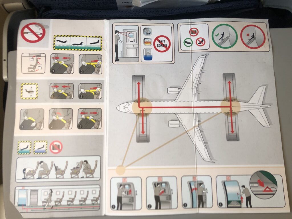 a instructions on a plane