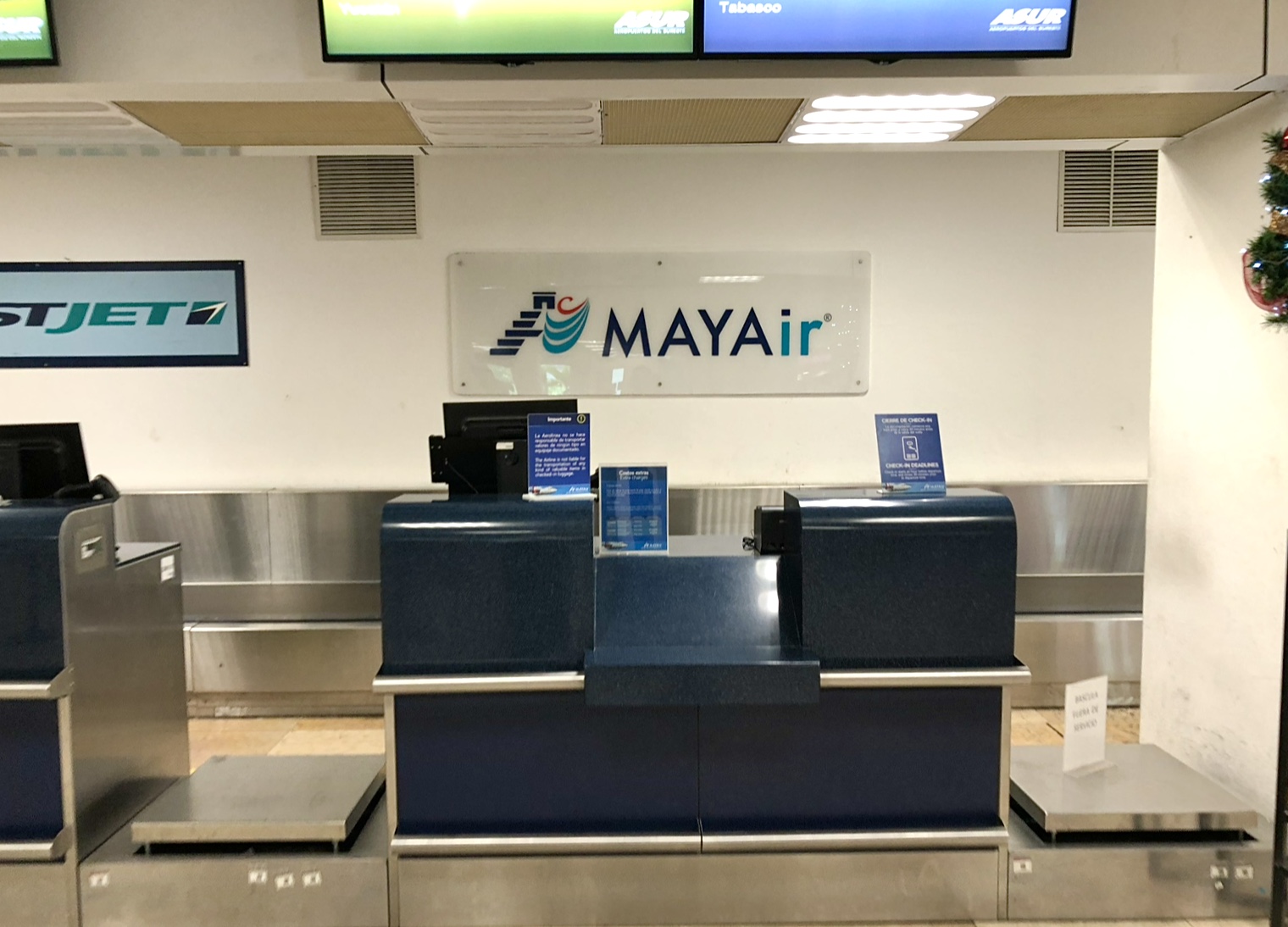 a check in counter in a airport