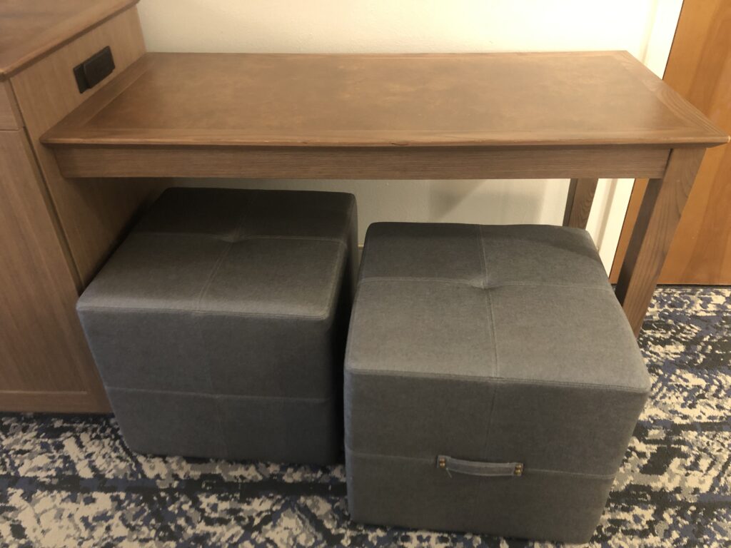 a two cubes under a table