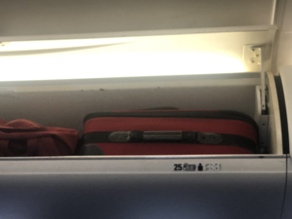 overhead luggage bins