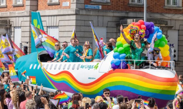 Sweet! Ireland’s Aer Lingus brings their plane float to Dublin Pride