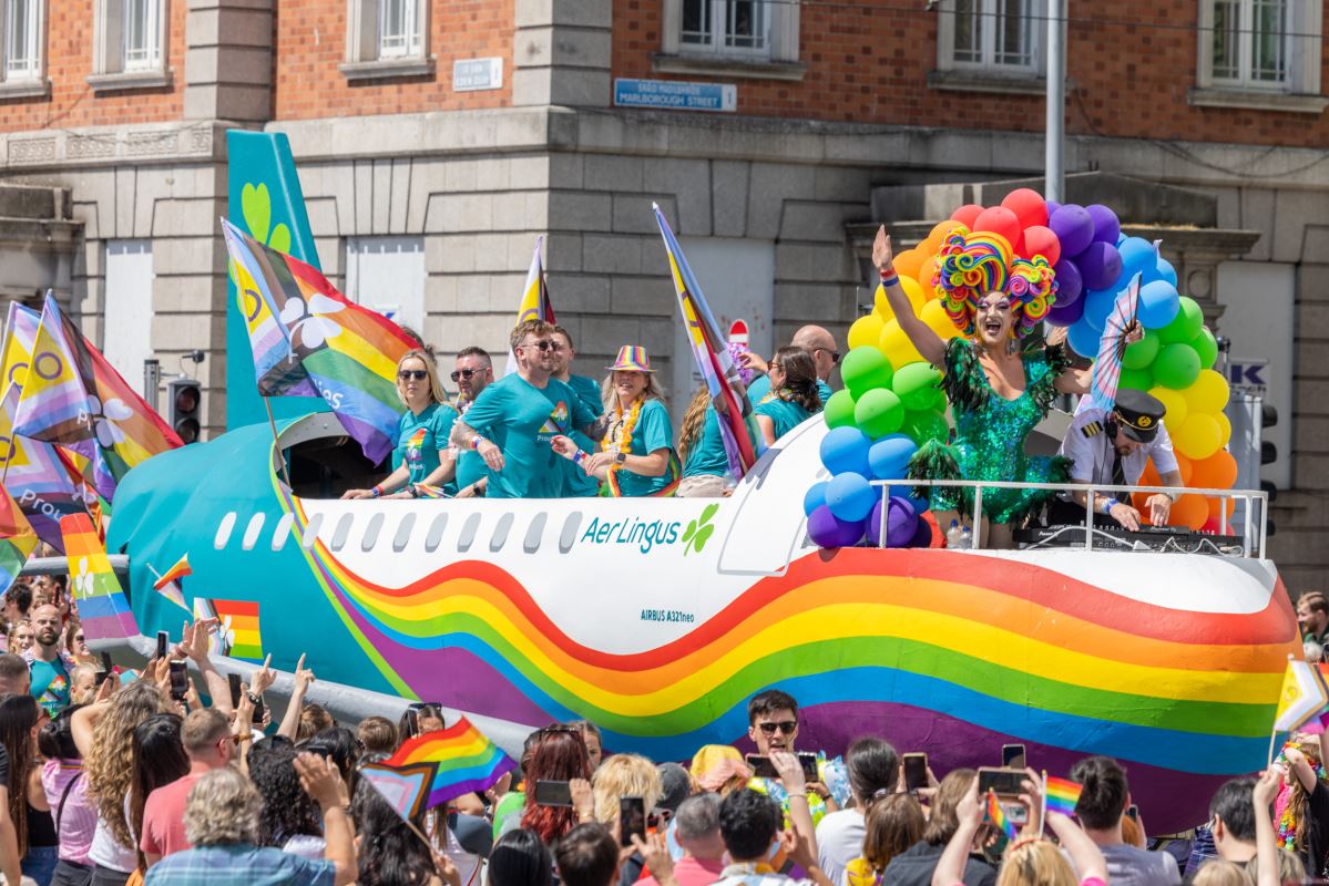 a group of people on a float in a parade