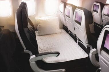 a bed in an airplane