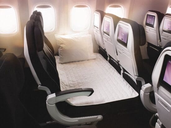 a bed in an airplane