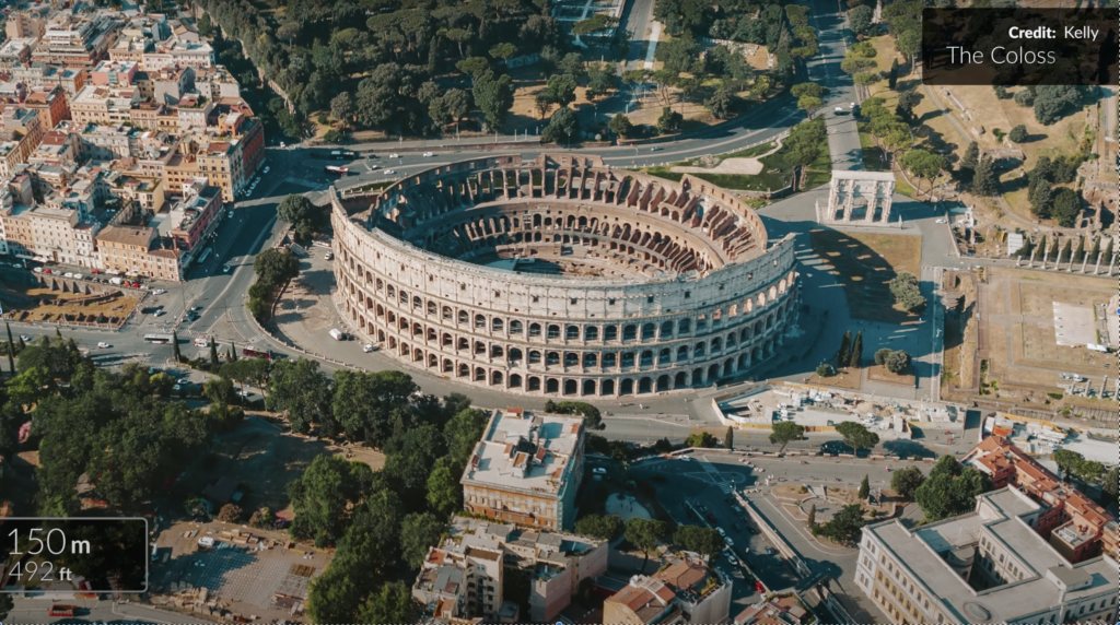 an aerial view of a circular building