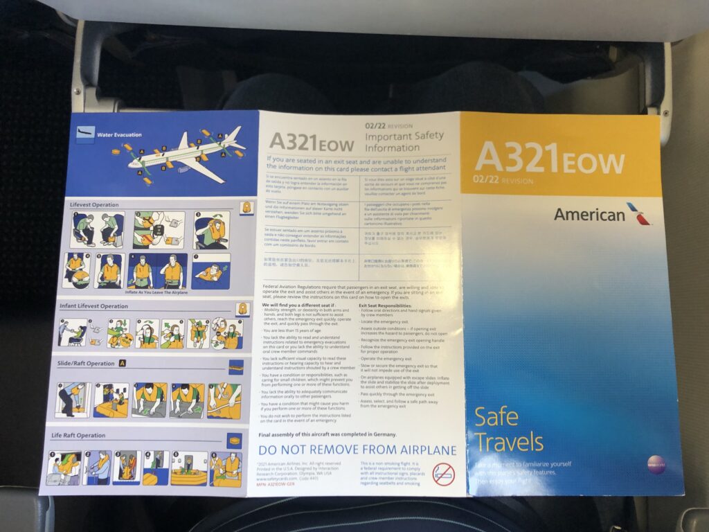 an airplane safety instructions