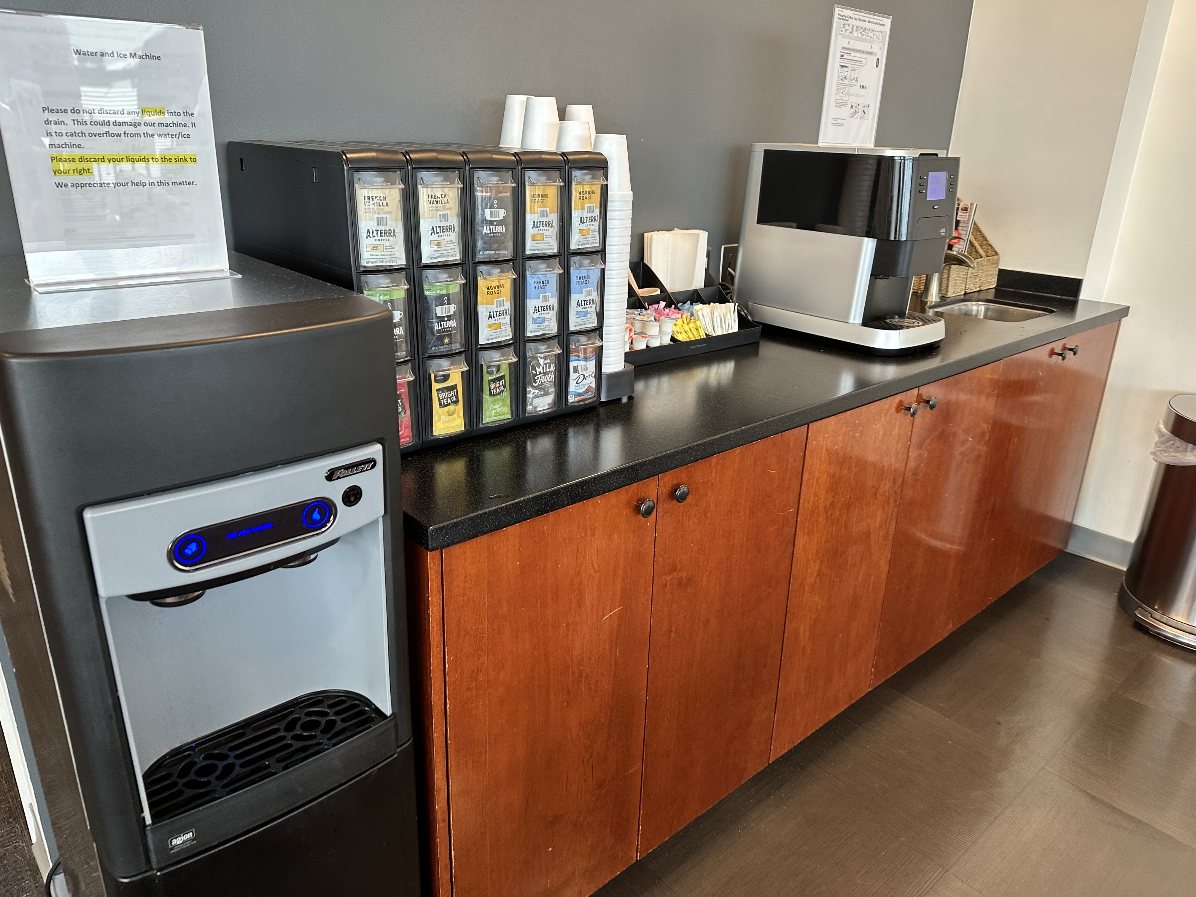 a coffee machine and a counter