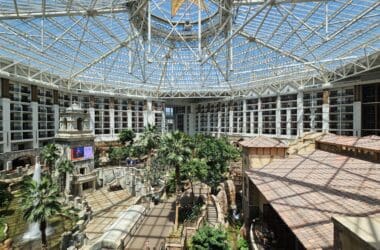 a glass dome with a large skylight