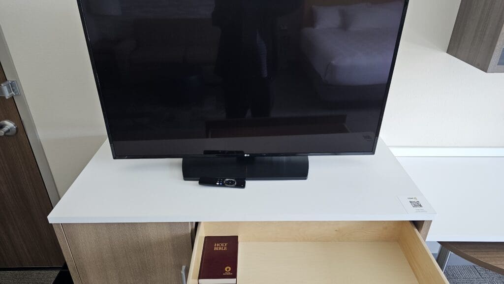 a tv on a table