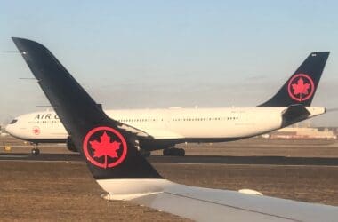 a plane on the runway