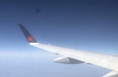 the wing of an airplane