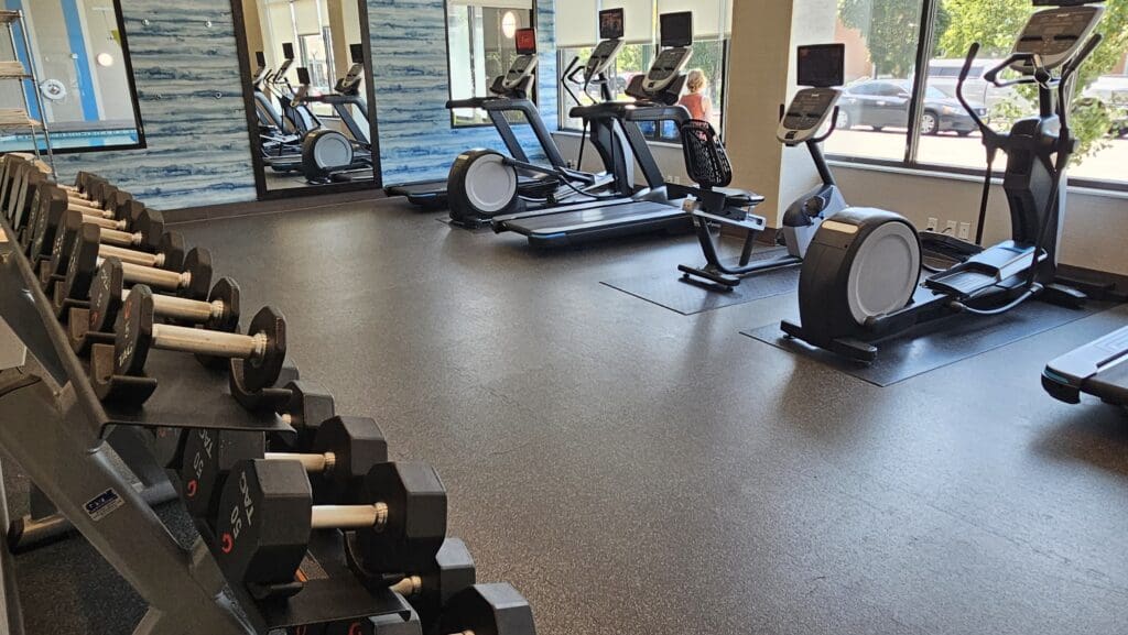 a gym with exercise equipment