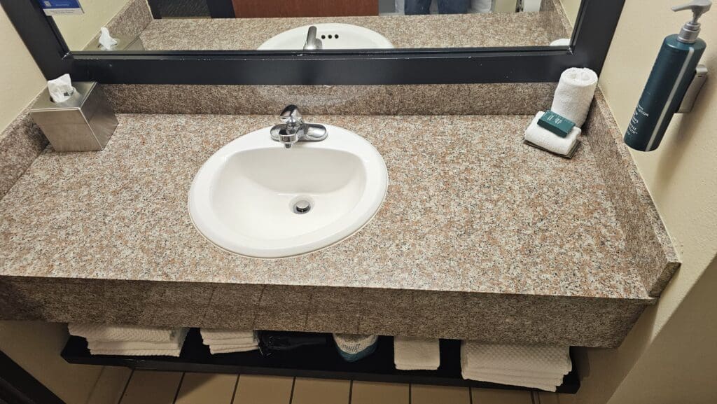 a sink in a bathroom