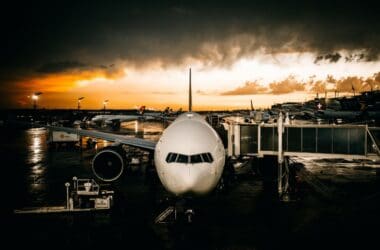 an airplane at an airport