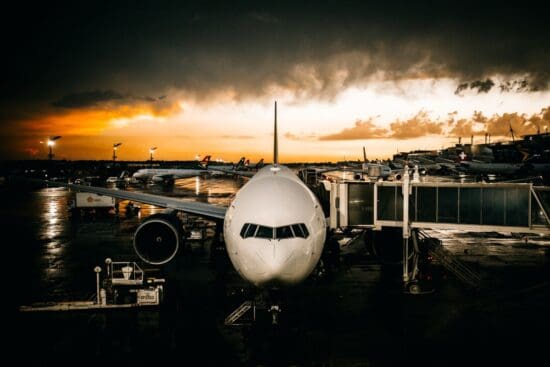 an airplane at an airport