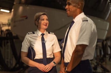 a man and woman in uniform