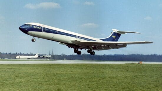 a plane taking off from a runway