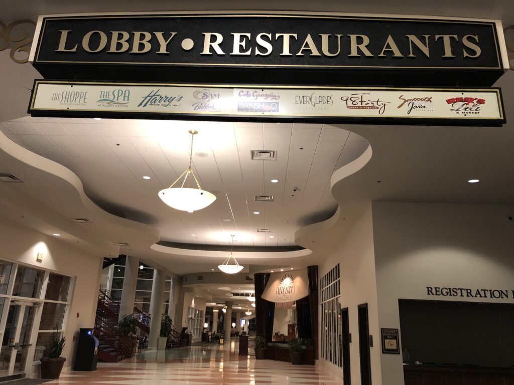 a lobby of a hotel