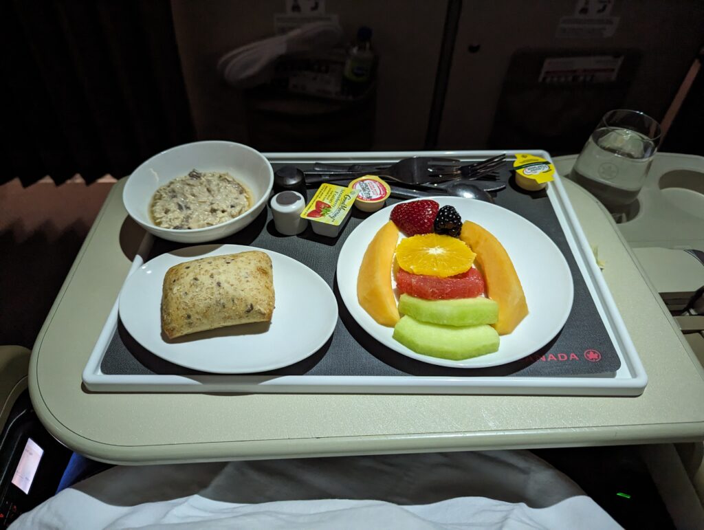 a tray with food on it