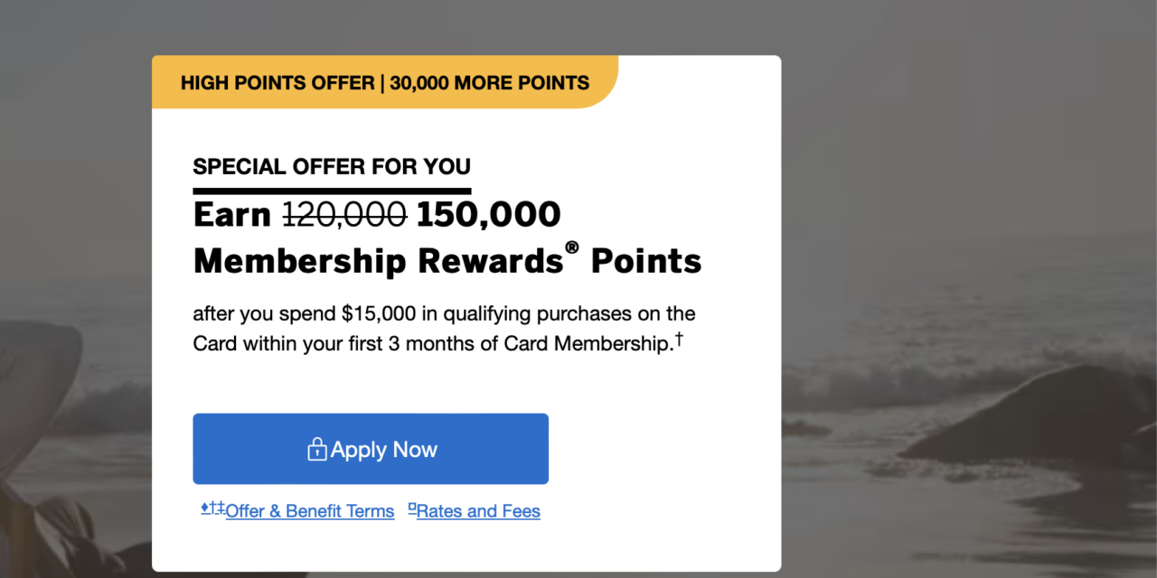 150,000 points offer on the Business Platinum card!