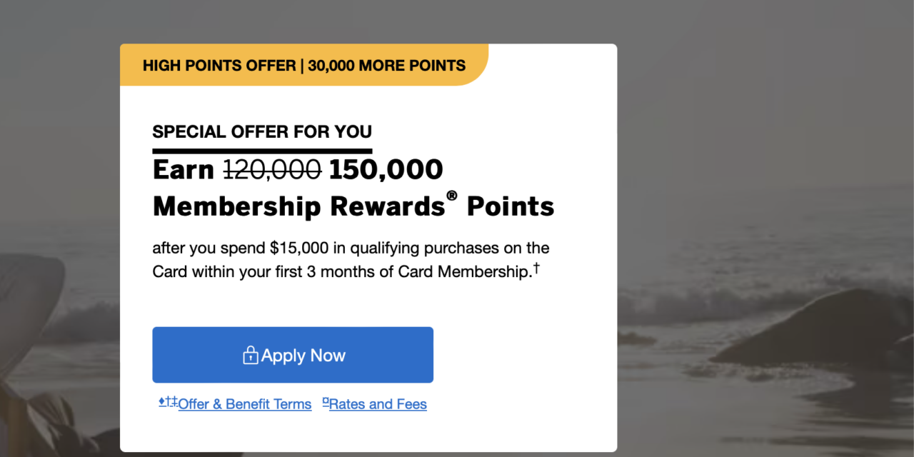 150,000 points bonus on the Business Platinum card!