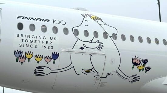 a plane with cartoon characters on the side