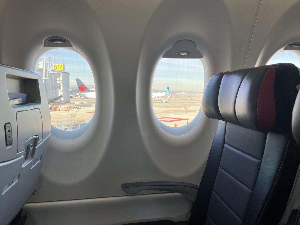 a plane with windows and seats