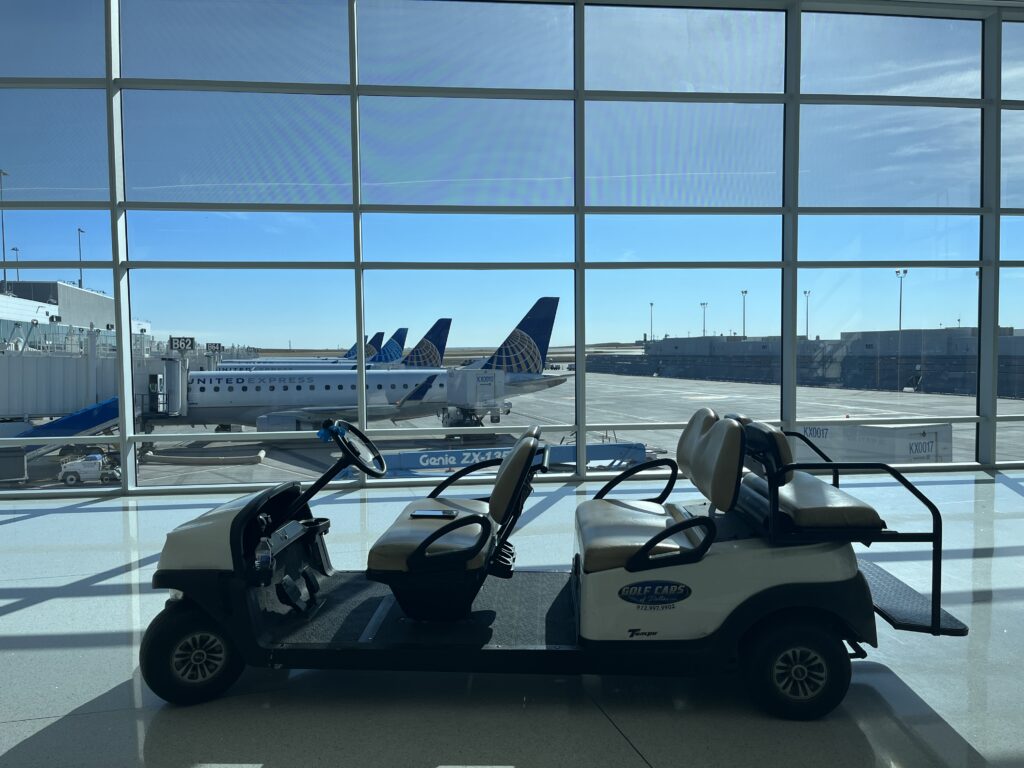 a golf cart in a terminal