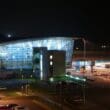 a building with lights at night