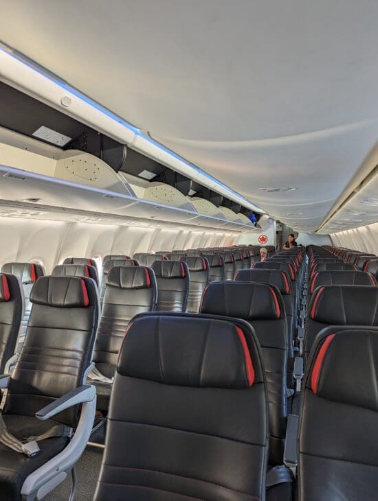 a plane with rows of seats