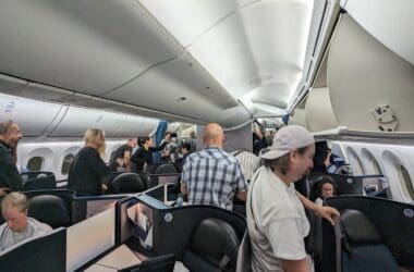 a group of people on an airplane