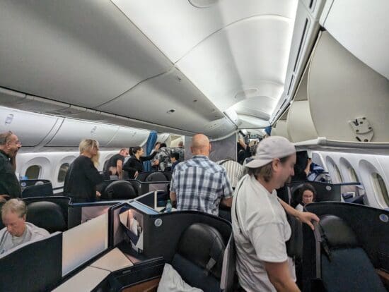 a group of people on an airplane