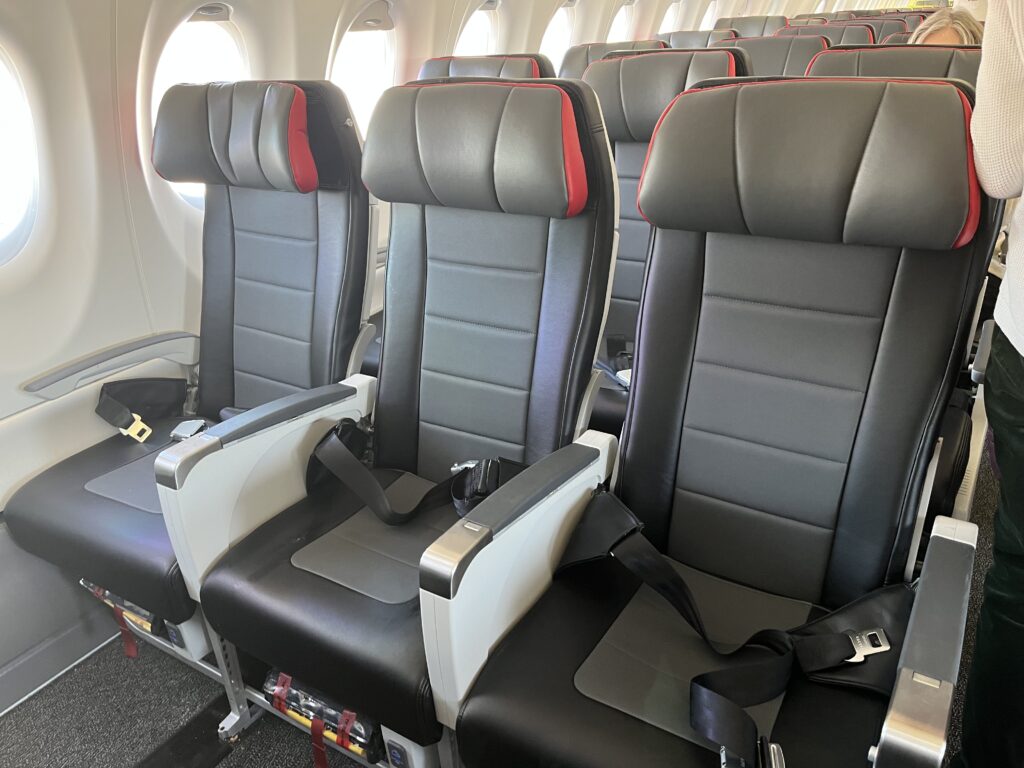 a row of seats in an airplane