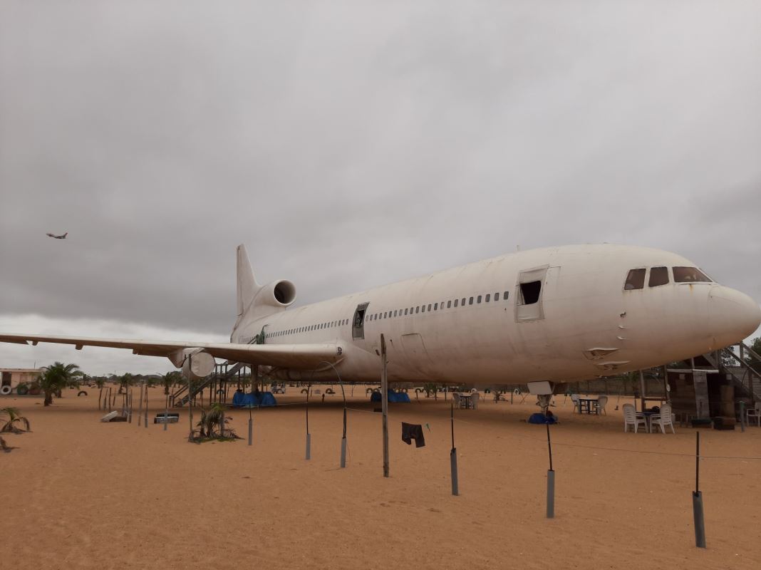 an airplane in a desert