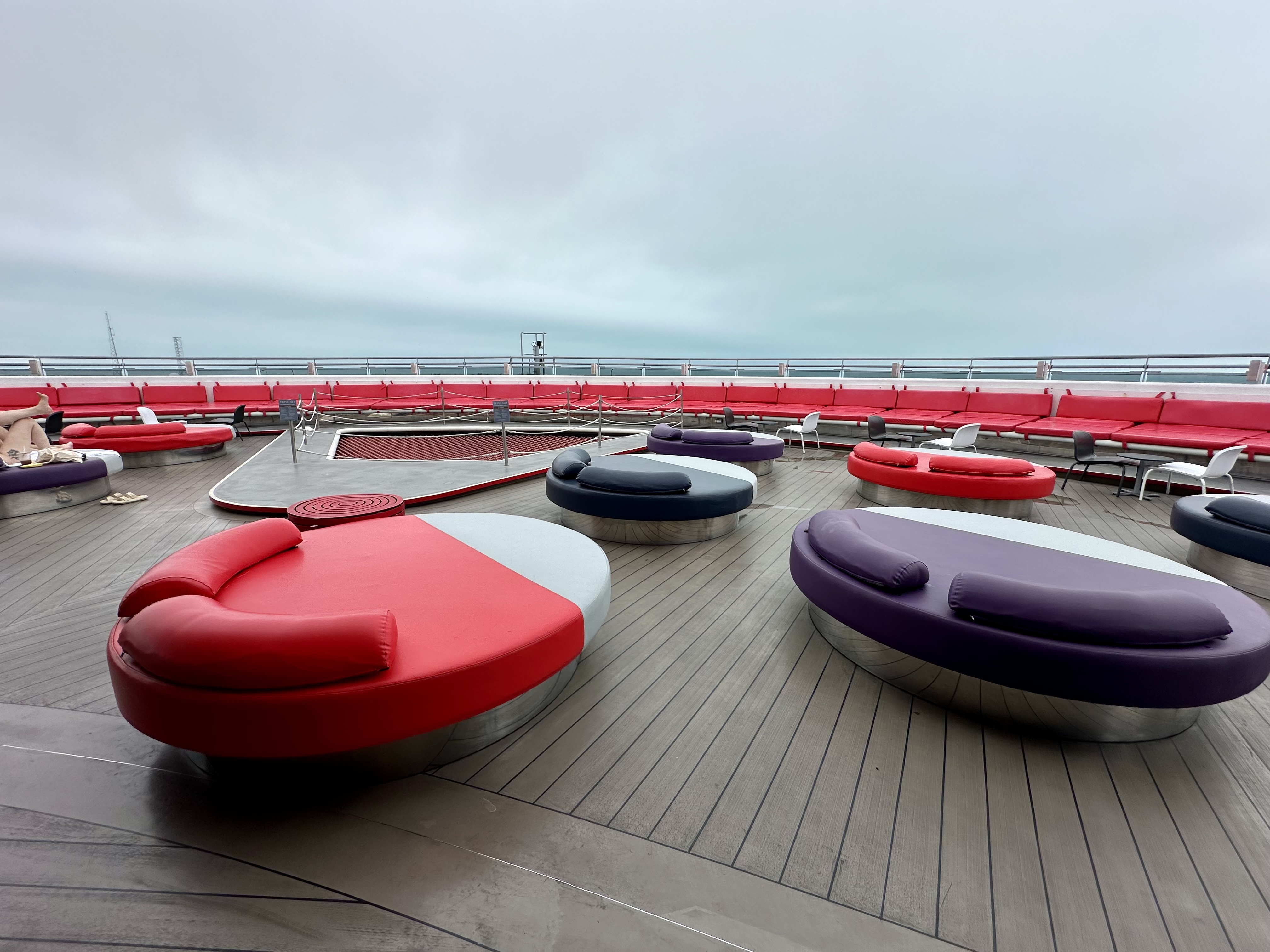 a circular seating on a deck