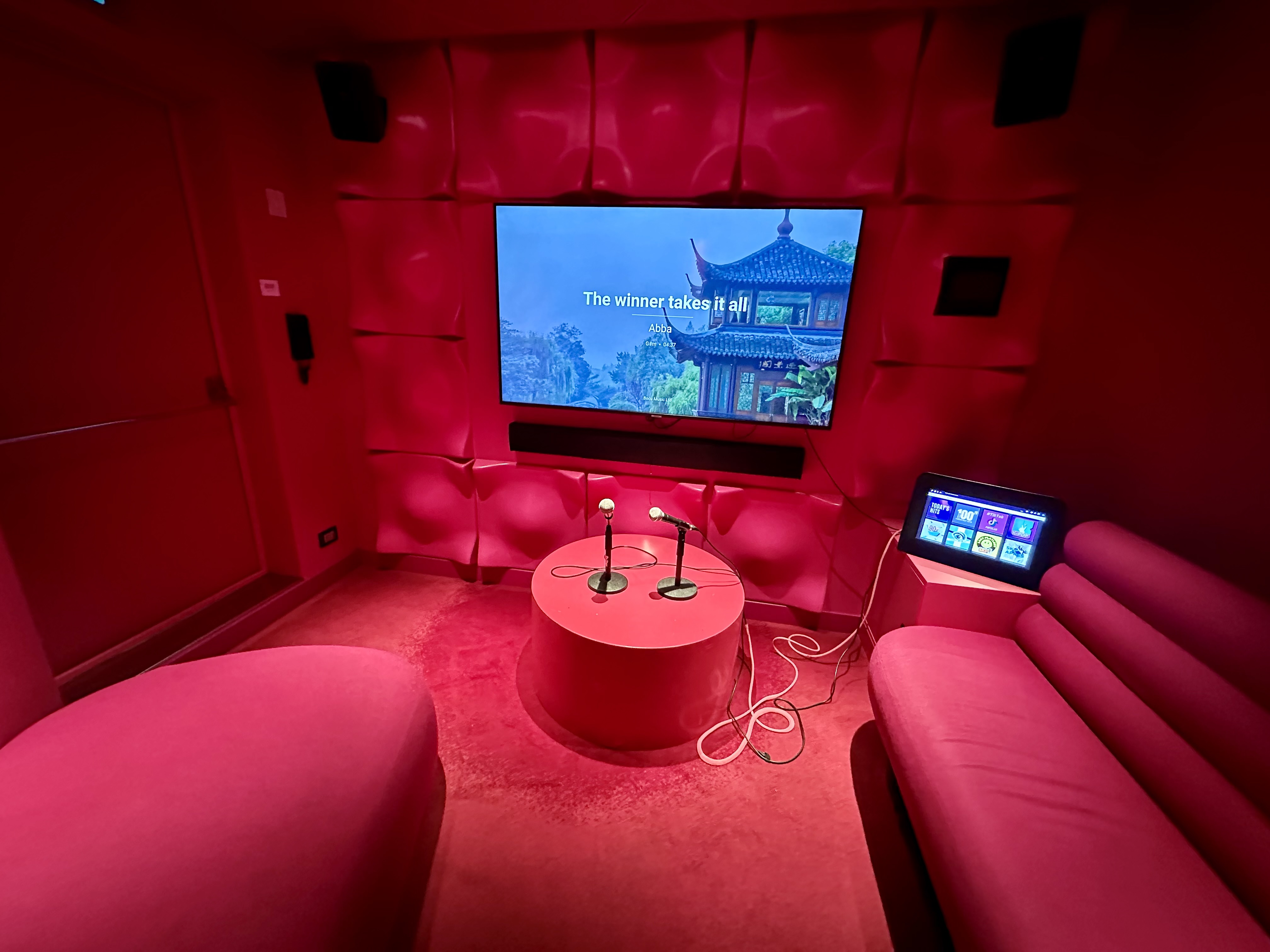 karaoke room on Virgin Voyages Scarlet Lady