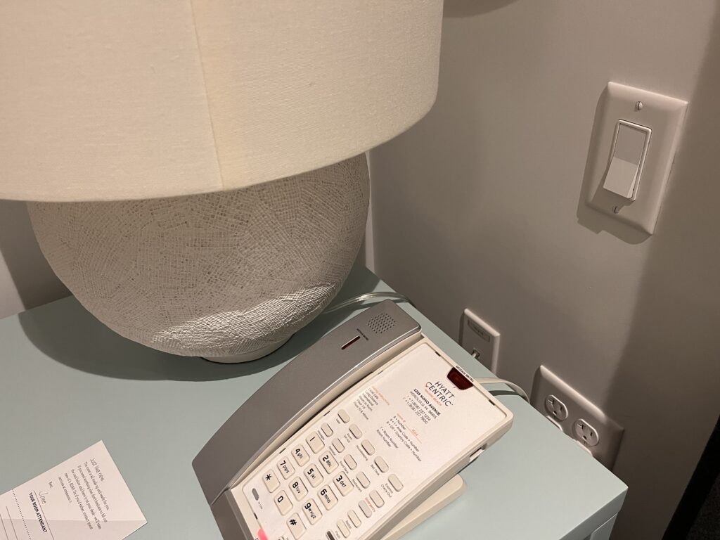 a telephone on a table