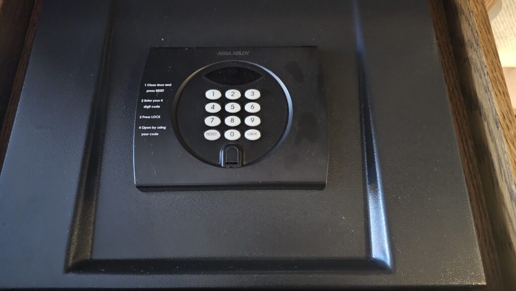 a black safe with a keypad