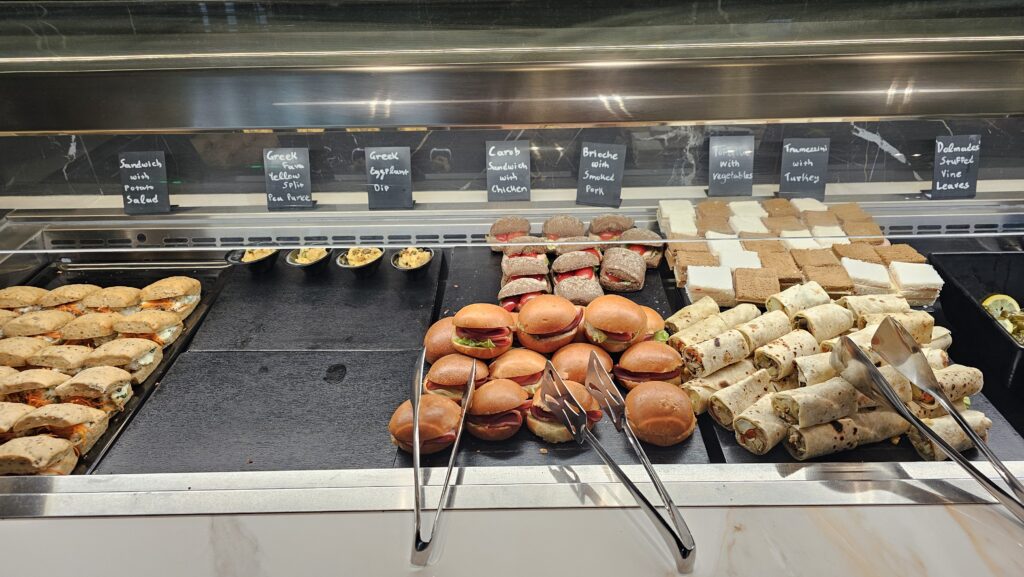 a display of sandwiches and crackers