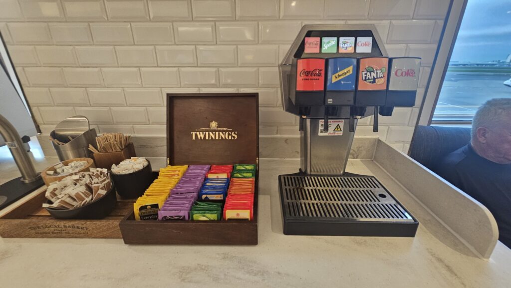 a coffee machine and tea dispenser